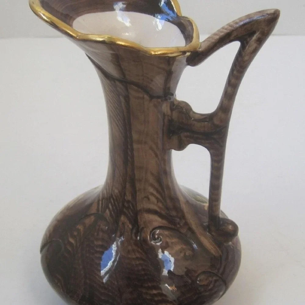 Beautiful hand painted Art Nouveau style vase with gold leaf accents